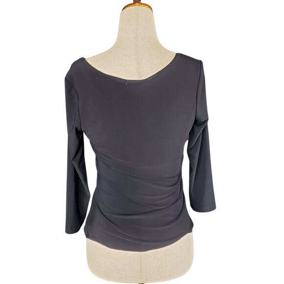 Vol 1. Petite Y2k V-Neck 3/4 Sleeve Slinky Sequin Detail Top - Size Small - Picture 4 of 6